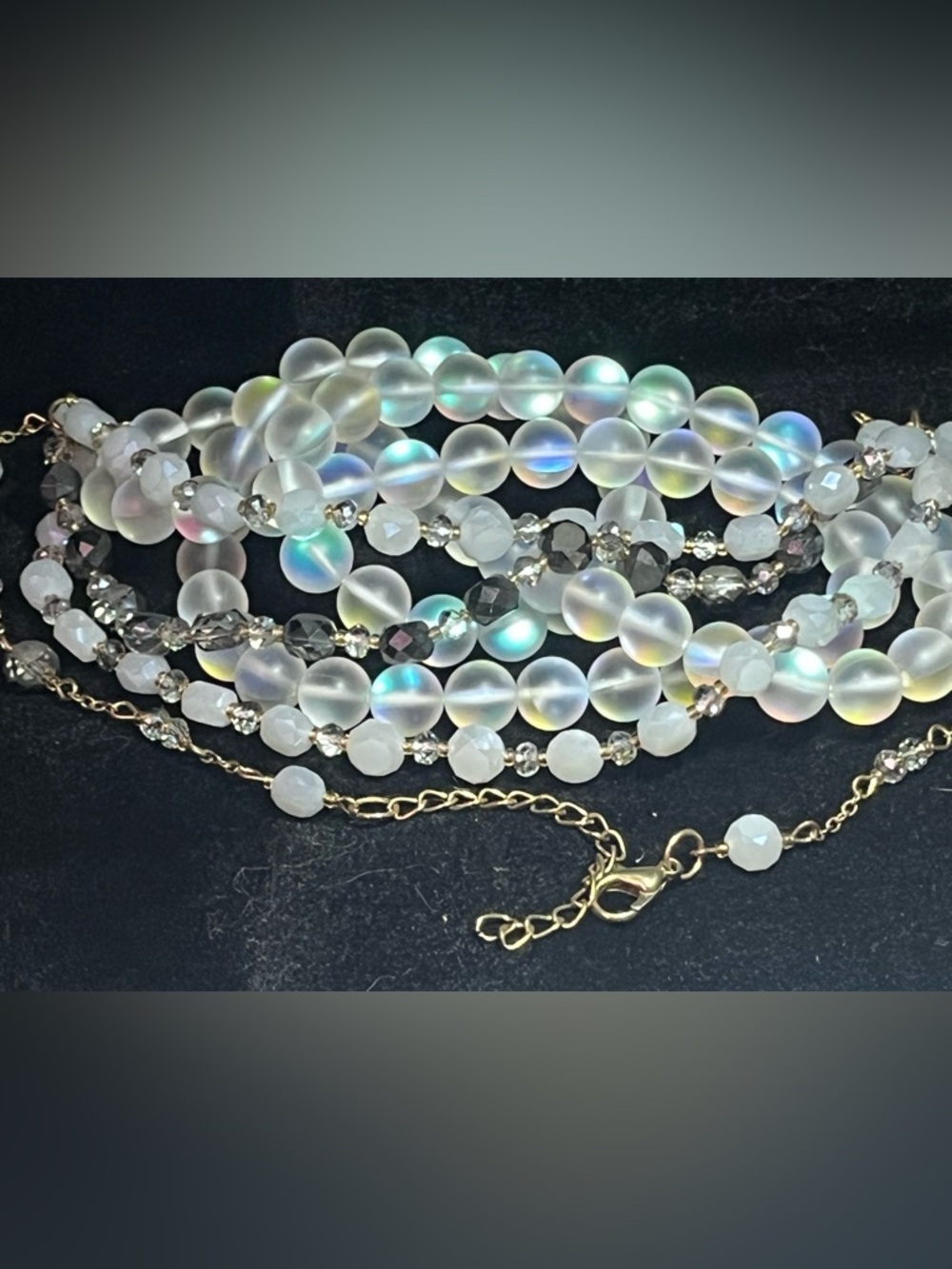 Vintage Tri-Stranded 1950s Glass Beaded Necklace